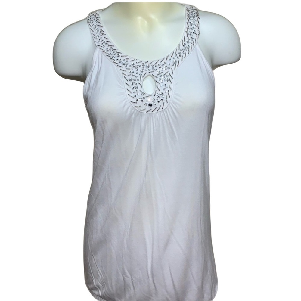 🔥 INC embellished neckline white tank
